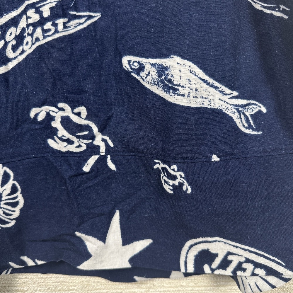 Sonoma Linen Blend Beach Print Pocket Swing Dress Plus Size 0X Coastal Beach - Picture 4 of 10